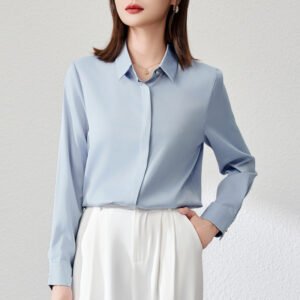 Graceful Satin Top OL Business Clothing Shirt For Women